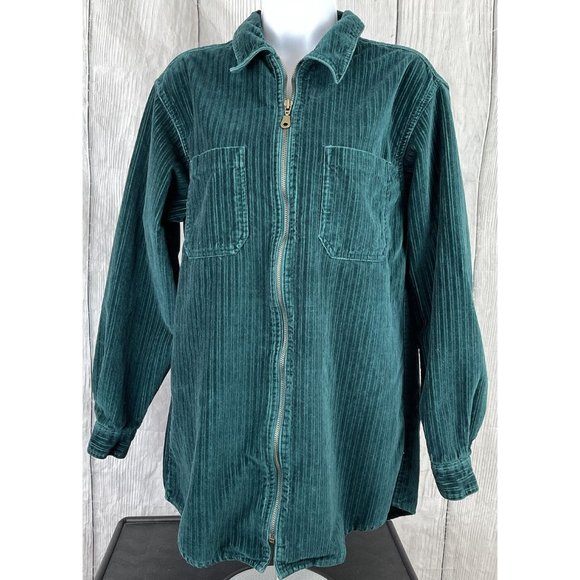 St. John's Bay Jackets & Blazers - Vintage St. John's Bay Womens Medium Green Corduroy Jacket Zip Front
